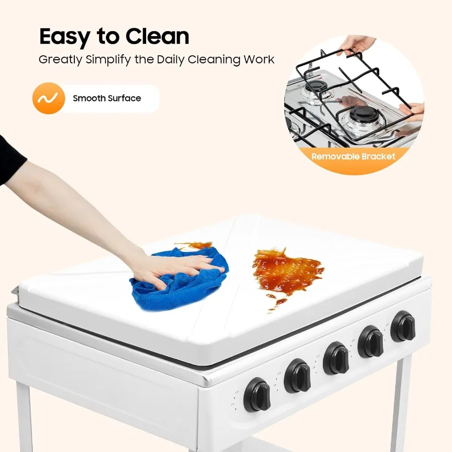 Freestanding 5 Burner Propane Stove Portable Gas Cooktop With Support Leg Stand Manual Ignition Propane Gas Stove For Outdoor C