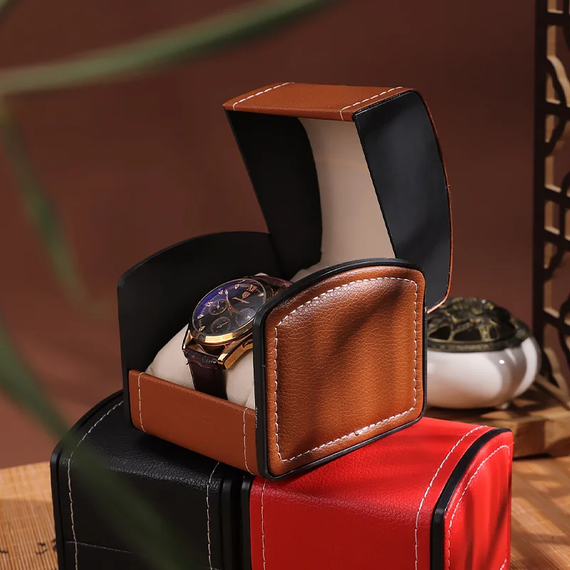 Caja de reloj individual portátil de cuero PU, organizador de caja de reloj de pulsera, soporte de almacenamiento, pulsera para hombres y mujeres, cajas de joyería, caja de regalo