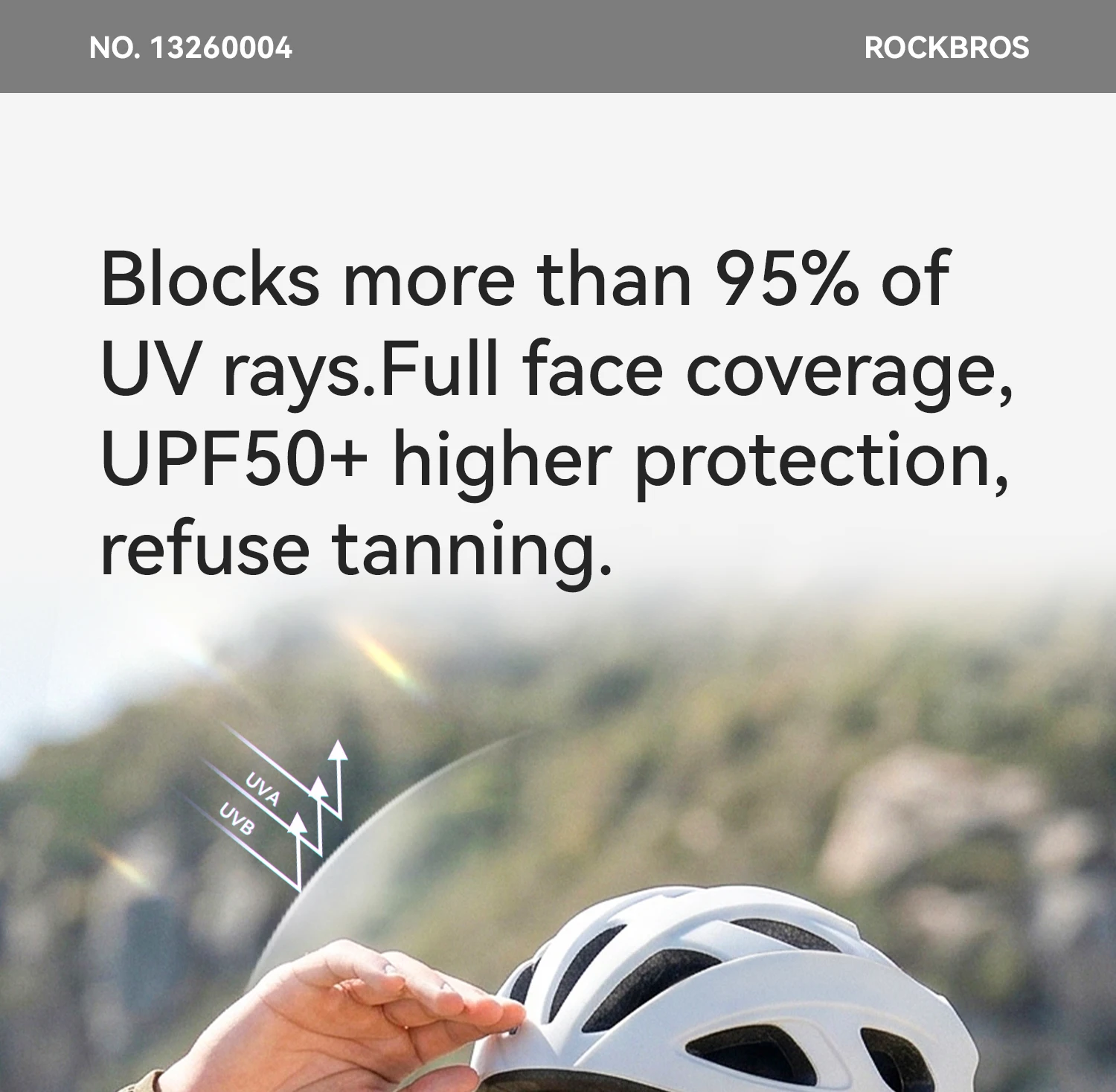 ROCKBROS Herren Eisseide Sonnenschutz Fahrrad-Vollgesichtsmaske Sommer Outdoor Winddichte Fahrrad-Motorradhelm-Kappe Hut Maske – Detail 6
