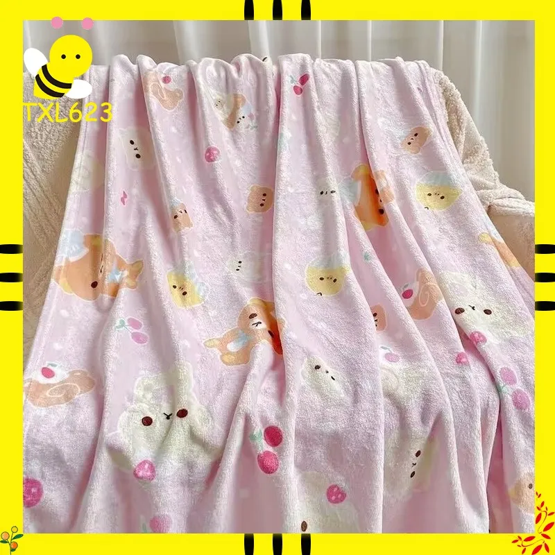 

Kawaii Japanese Rilakkuma Bear Blanket Cute Bear Nap Soft Cover Blanket Flannel Dormitory Casual Warm Air Conditioning Blanke