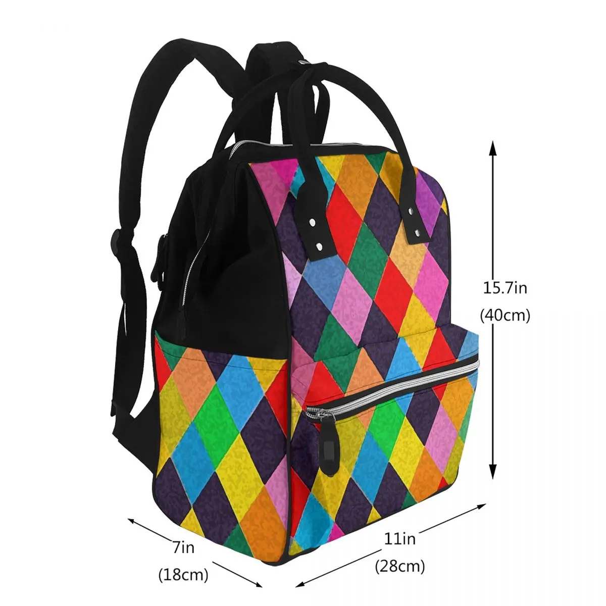 Mardi Gras Harlequin Plaid Playing Cards Rhombi Student Backpack School Bag Hiking Travel Daypack for Men Women Bookbag