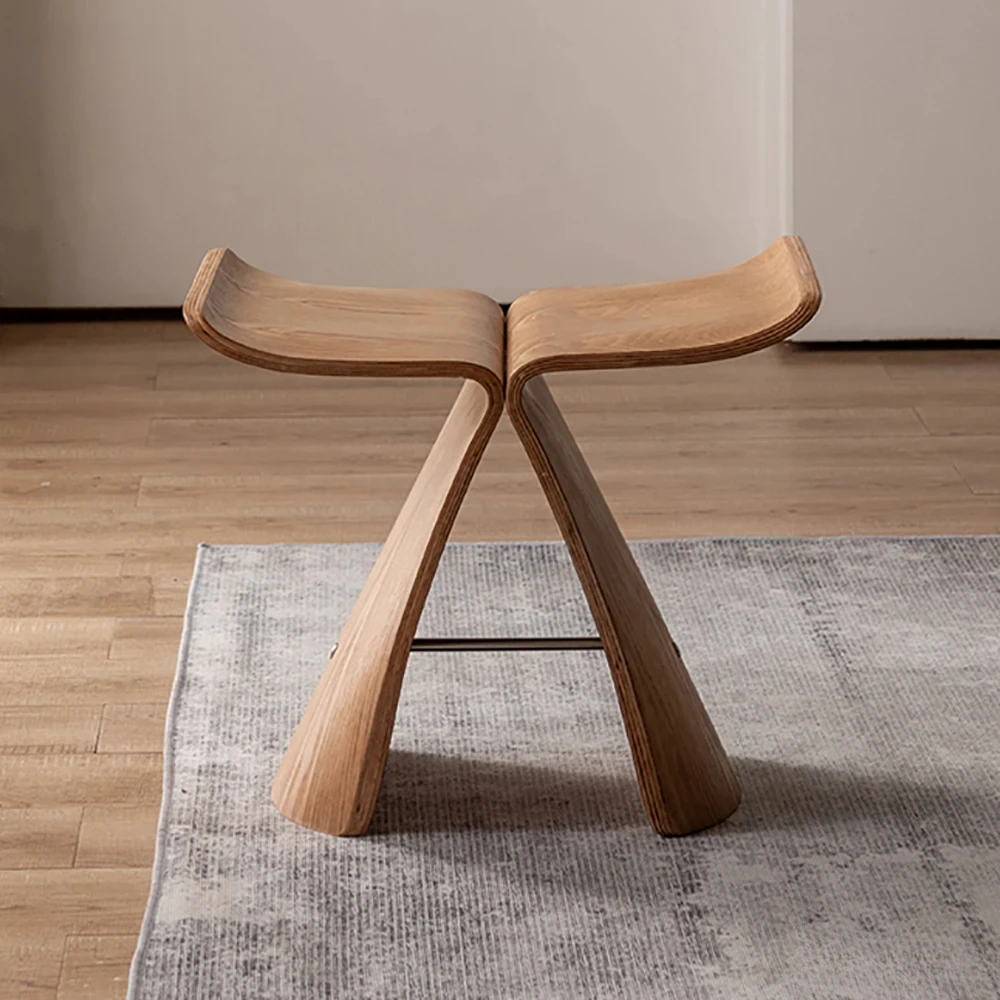 Japanese Style Home Small Solid Wood Stools Ottomans Butterfly Stools Coffee Tables Simple Footstool Dressing Bench Furniture image 6