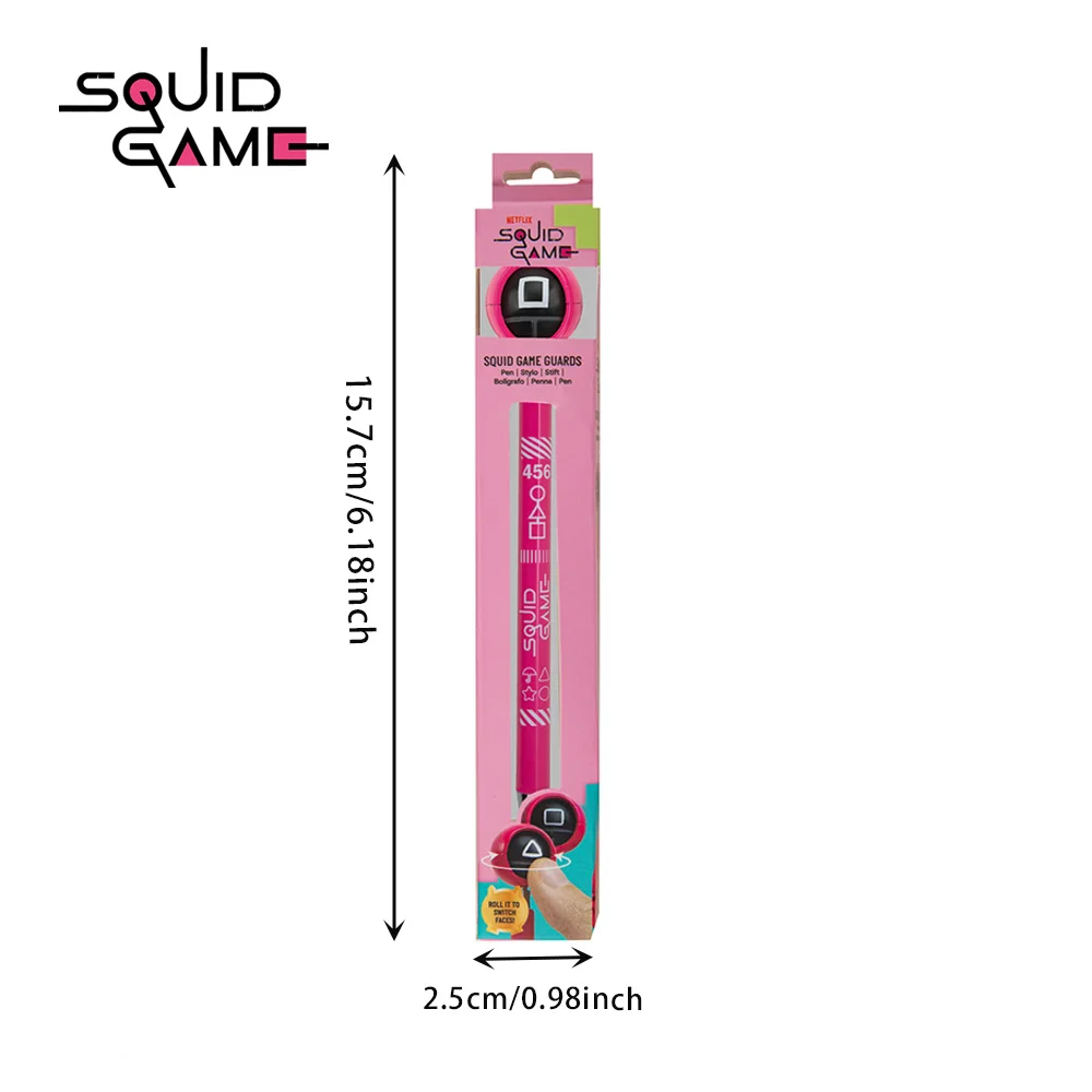 1PC Squid Game Officially Licensed Ballpoint Pen Pink PVC Writing Pen Smooth Writing Lightweight Portable Learning Supplies