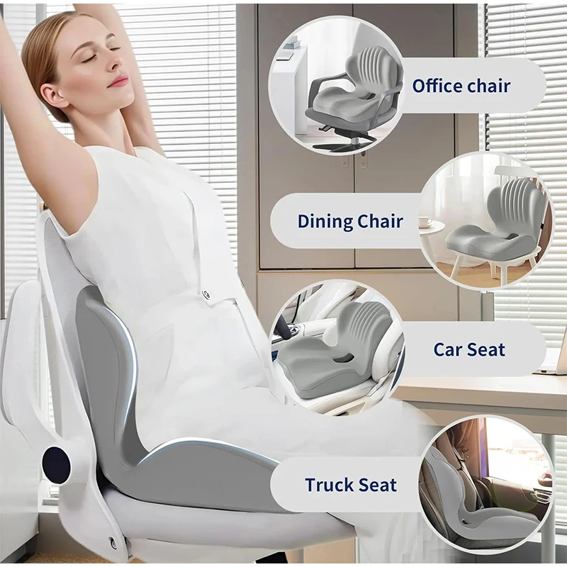 Ergonomic Coccyx Memory Foam Seat Cushion Curved Tailbone Pad Relieve Sciatica Pressure Posture Correction Office Car Wheelchair
