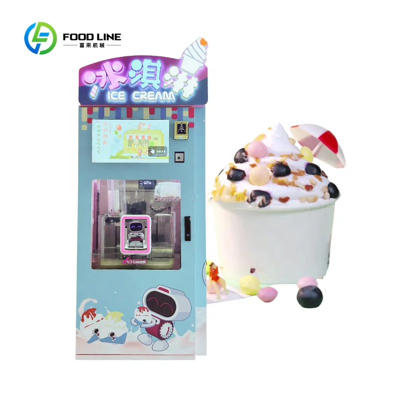 Automatic ice cream multi-flavor robot kiosk popular soft ice cream cup vending machine for sale