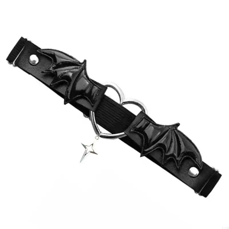 P8DB Cosplay Dark Harajuku Leg Garter Dengan Bintang Hati Sayap Untuk Pertunjukan