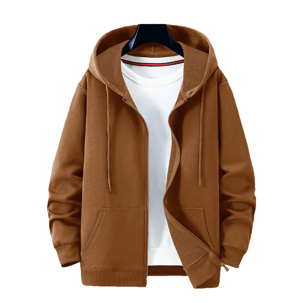 Men's casual sports zipper Hooded Jacket solid color Hooded Sweatshirts Men's Cardigan coat Casual Male Jacket Sportwear