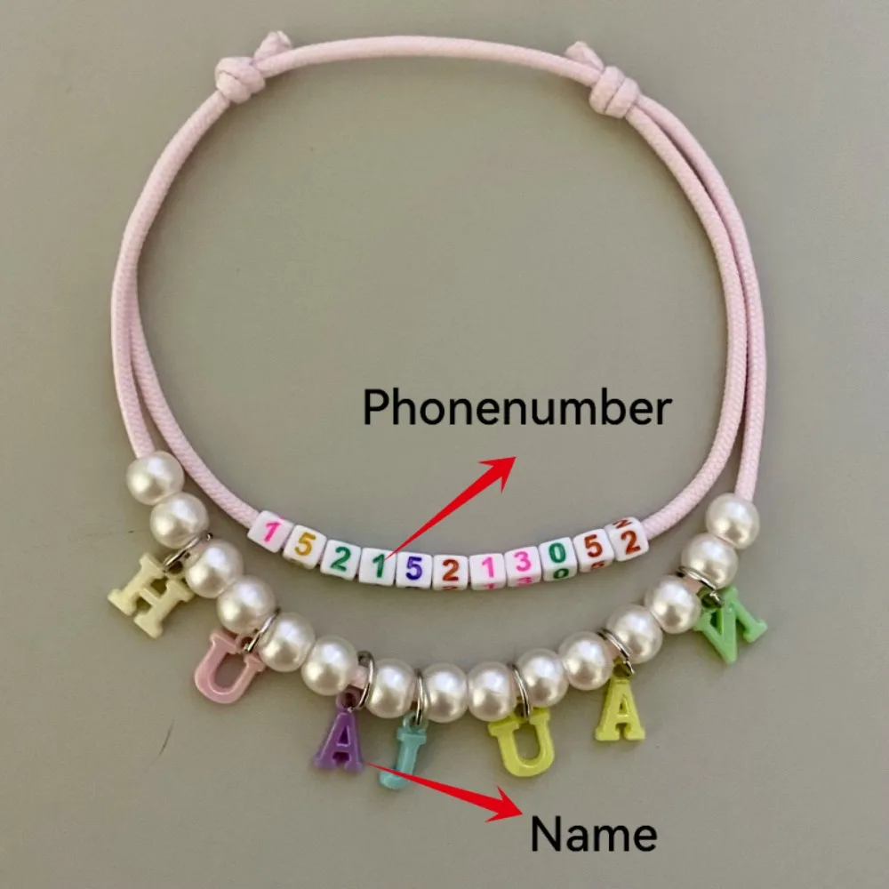 Handmade Double-Layer Beaded Pet Collar with Custom Name & Number, Adjustable Colorful Collar for Small Dogs Cats Birthday Gift