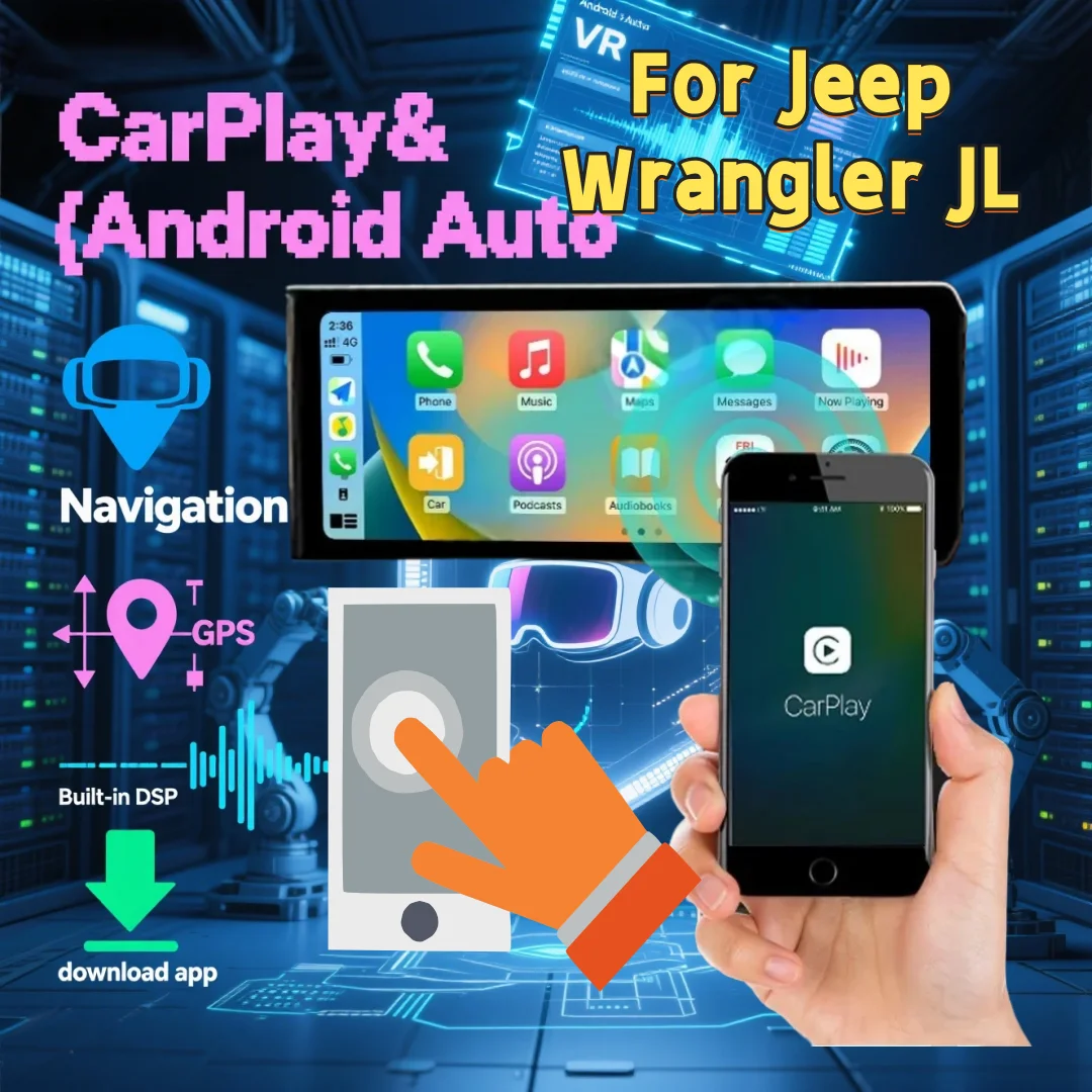 Android 13 Car Radio Player For Jeep Wrangler JL 2018 2019 2020 2021 2022 Wireless CarPlay Head unit Multimedia Stereo