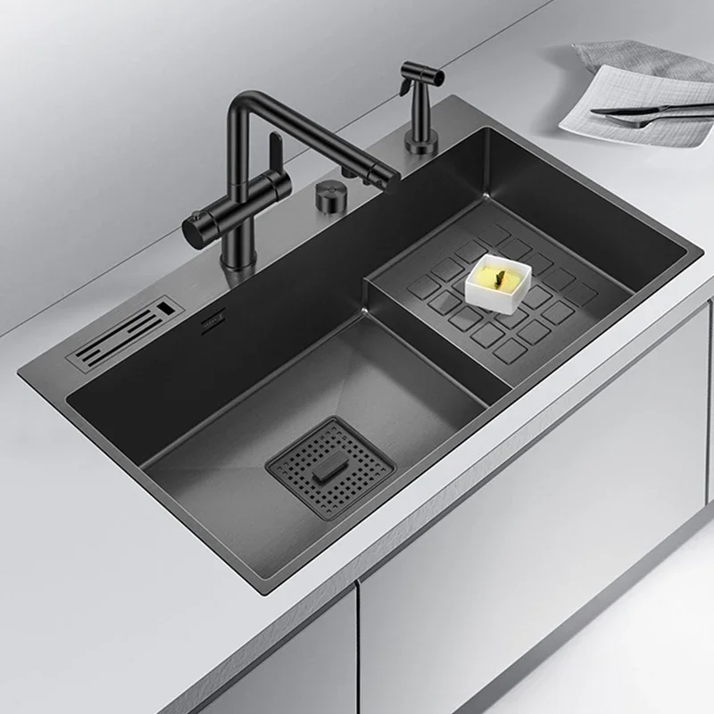 

ASRAS Nano Stepped kitchen Sink 304 Stainless Steel 4mm Thickness 220mm Depth Large Size Handmade Above Mount Kitchen Sinks