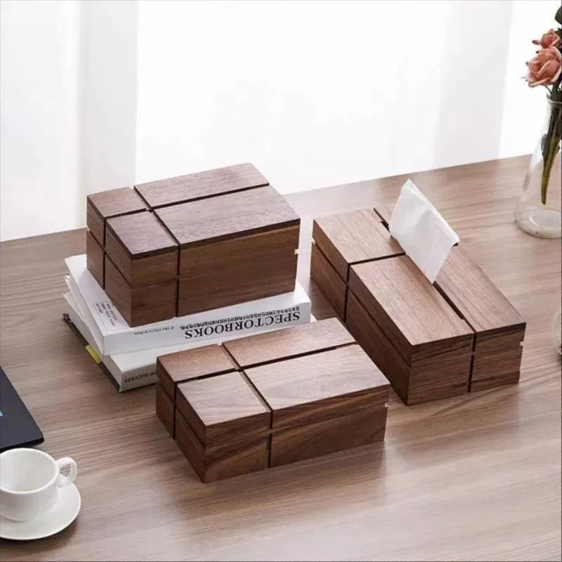 Walnut Tissue Box Creative Solid Hardwood Tissue Box Home Living Room Desktop Tea Table Home Decoration Storage Box Kids Toys