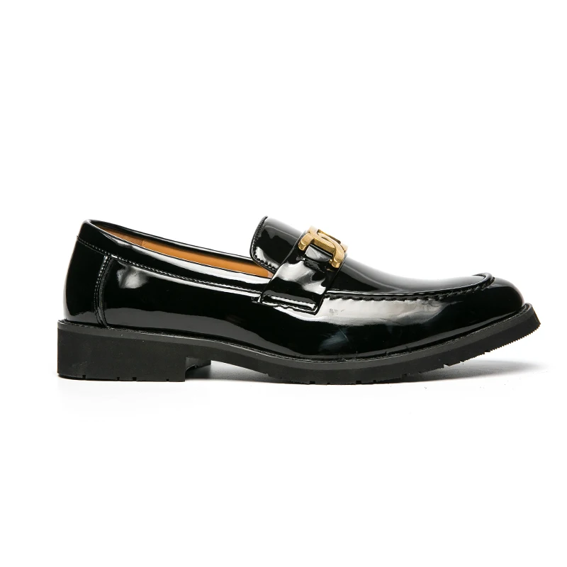 Men's pointed leather shoes breathable British slip-on small leather shoes Korean hairstylist patent leather bright men's shoes
