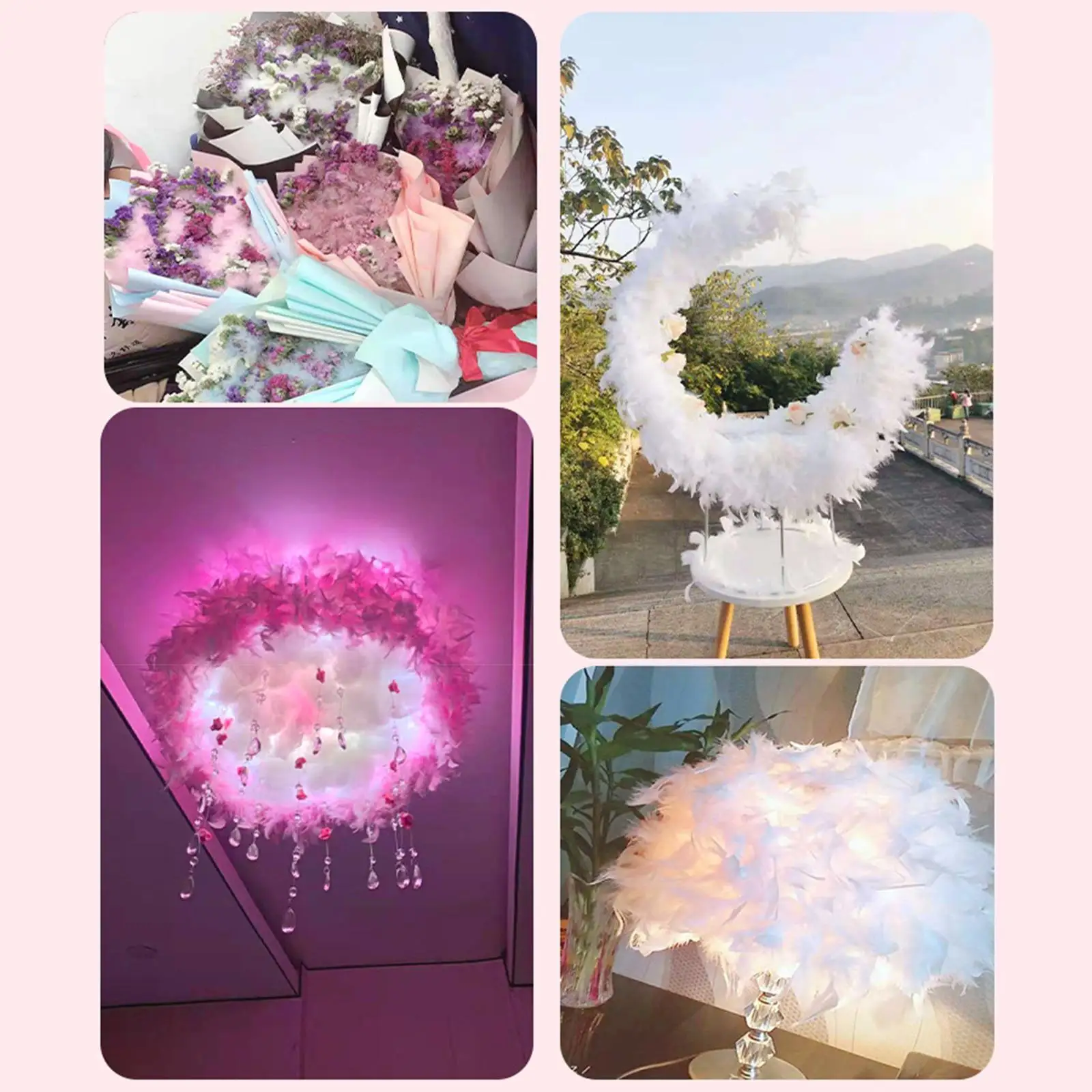 2m Feather Boa Christmas Tree Decoration White Feather Garland Ribbon White Boa Feathers Wedding Dress Shawl Decorative Feathers