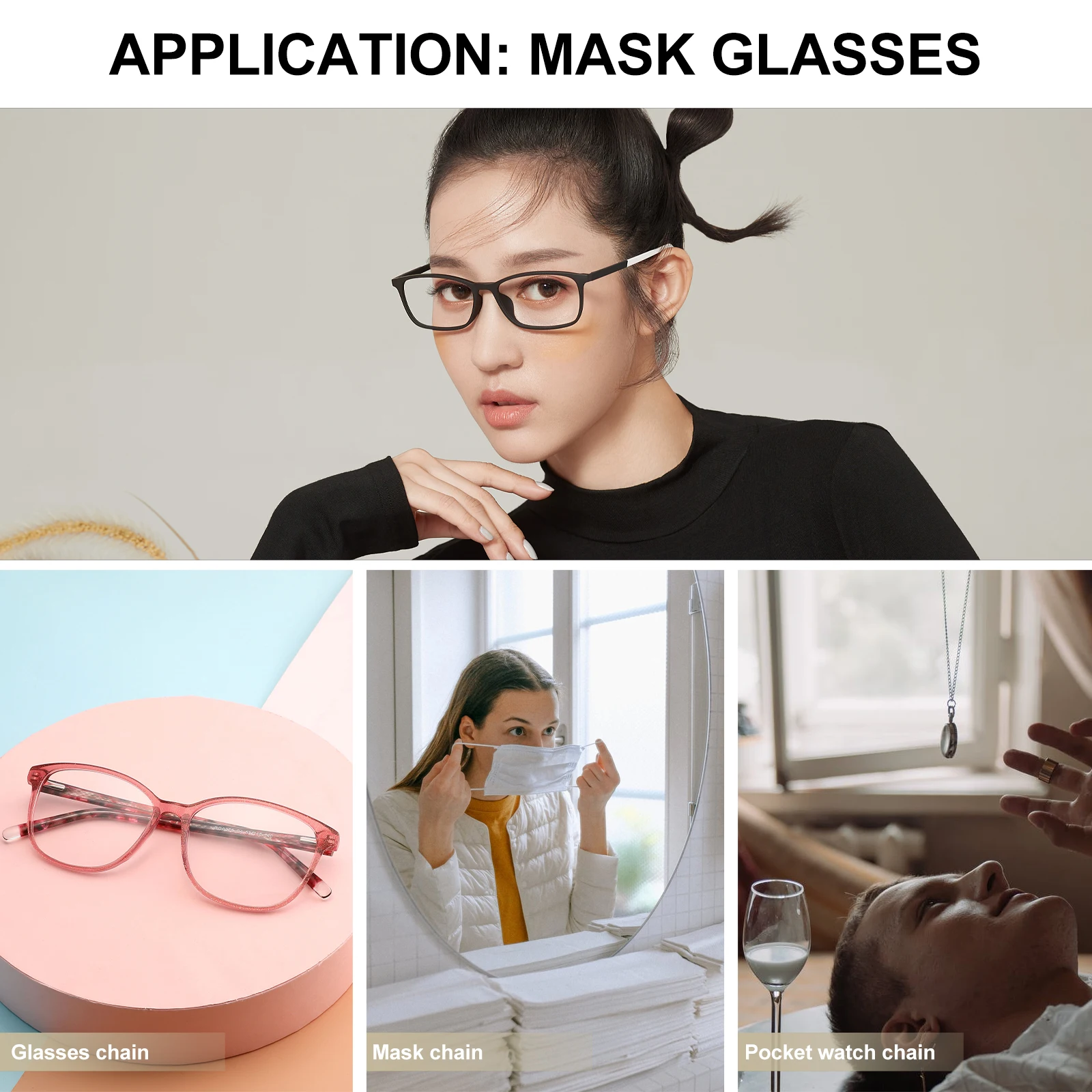 

Eyeglasses Chain Stainless Steel Hanging Chains Sunglasses Pendant Ornament Lanyard Decor Necklace Mask Chain Glasses