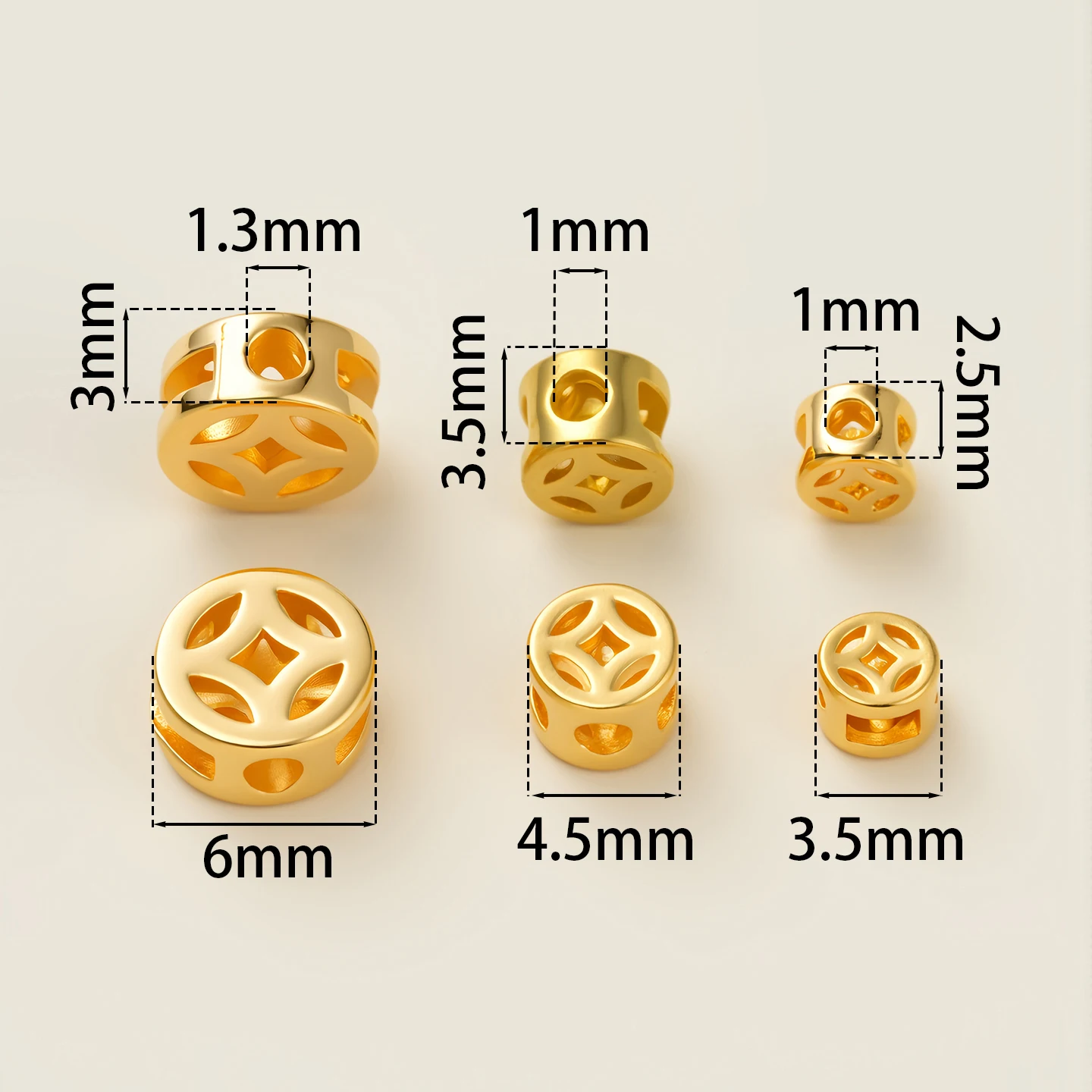 10Pcs 14/18K Gold Color Plated Hollow Copper Coin Charms for DIY Bracelet Necklace Headwear Handmade Jewelry Making Accessories