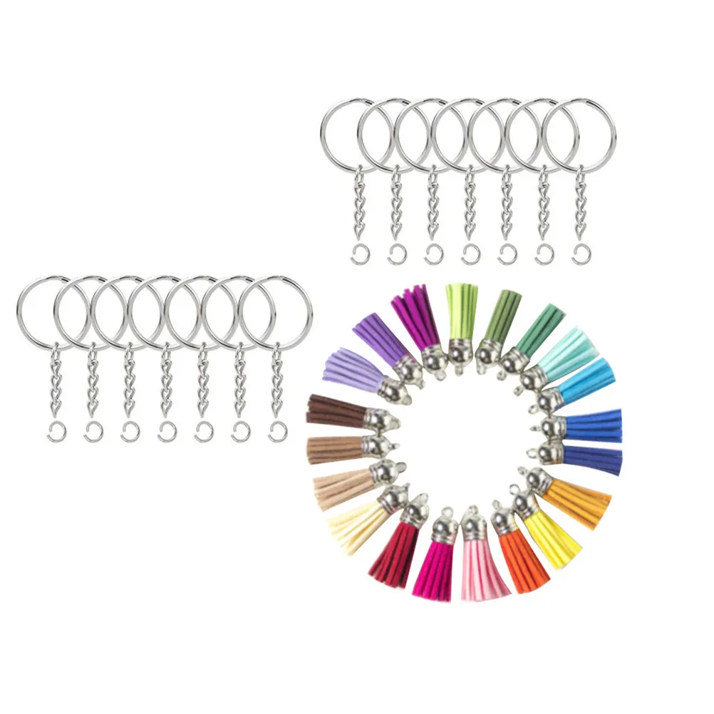 100Pcs Heavy Duty Metal Split Key Ring with Chain for Keys Small Items Secure Grip DIY Customizable Gift for Forgetful People