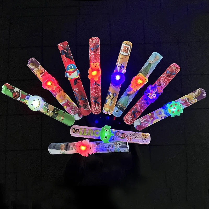 10PCS Glowing Toy Slap Bracelets Toy Night Treat Kids Gifts Favor Birthday Party Surprises Carnival Guests Children Giveaways