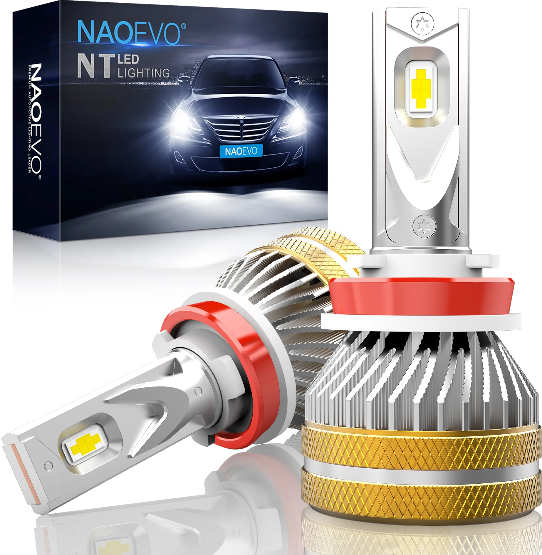 

Светодиодные лампы NAO для фар 9000LM 80W 6000K, дальний свет для автомобилей и мотоциклов - H7 H4 H8 H11 9005 9006, противотуманные фары, автосвет 12В