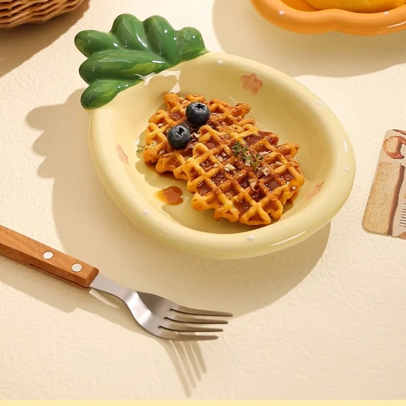 

Ceramic Dessert Fruit Plate High Aesthetic Tea Table Snack Salad Plate Underglaze Color