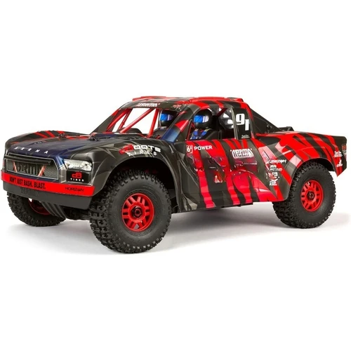 RC トラック 1/7 モハーベ 6S V2 4WD BLX デザート トラック、スペクトラム ファーマ付き (すぐに使用可能)、レッド/ブラック、ARA7604V2T2