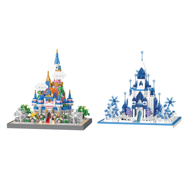 Mini Disney Crystal Frost Citadel Building Blocks 3D Elven Castle Architecture Bricks Model Toys For Kids Christmas Gift 16477