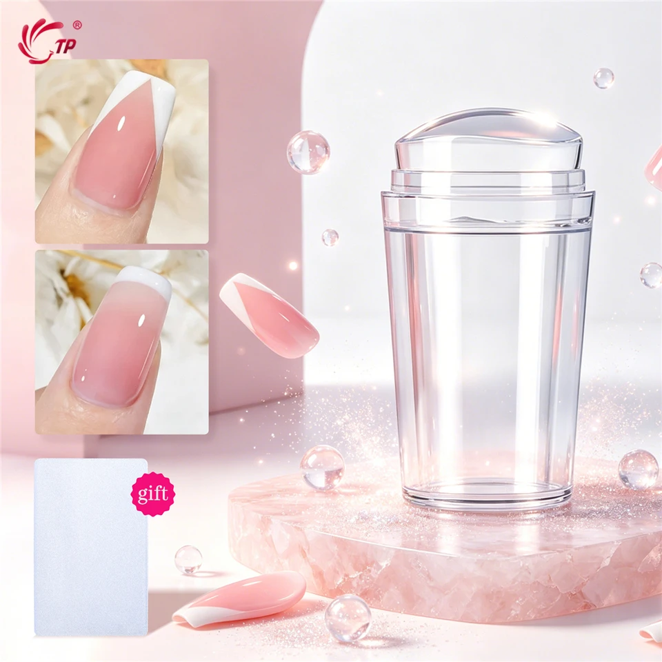 Kit de placas de estampado de uñas de silicona transparente TP, plantilla, sellador, raspador para manicura francesa 2