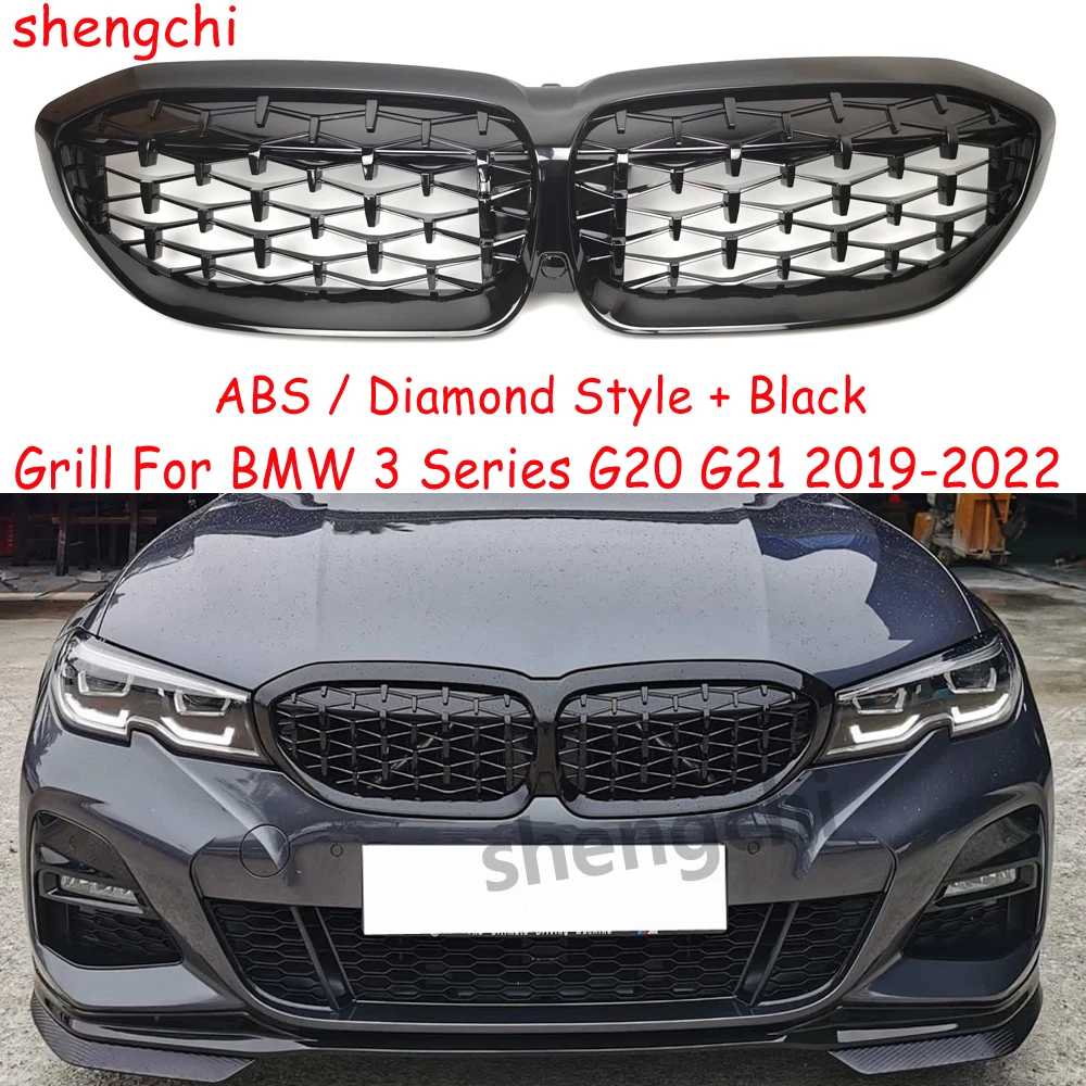 G20 G21 pre-lci Diamond Grille for BMW 3 Series G20 G21 318i 320i 330i M340i 318d 320d 330d M340d Front Bumper Grill 2019-2022