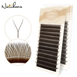 Extensión de pestañas NATUHANA YY en forma de negro y marrón, pestañas de dos puntas de 0,07mm, maquillaje de pestañas de abanico de volumen prefabricado estilo Y Natural