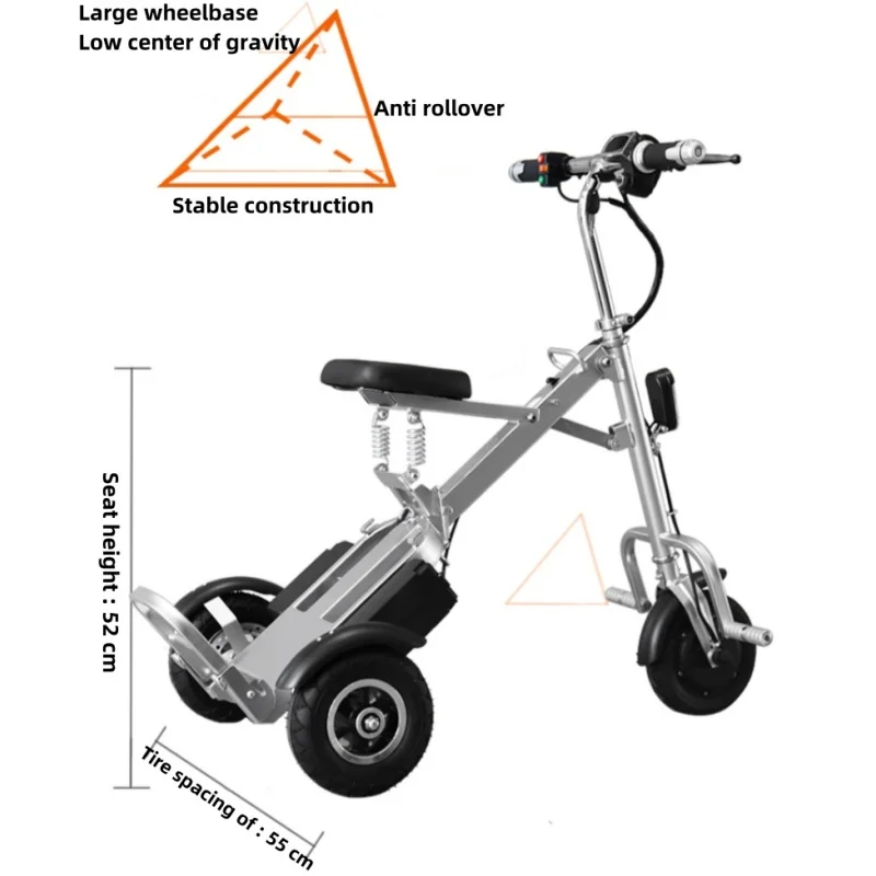 Lightweight Folding Electric Bicycle ForAdults 250W 36V Electric Tricycle Three Wheel For Elderly Removable Lithium Battery