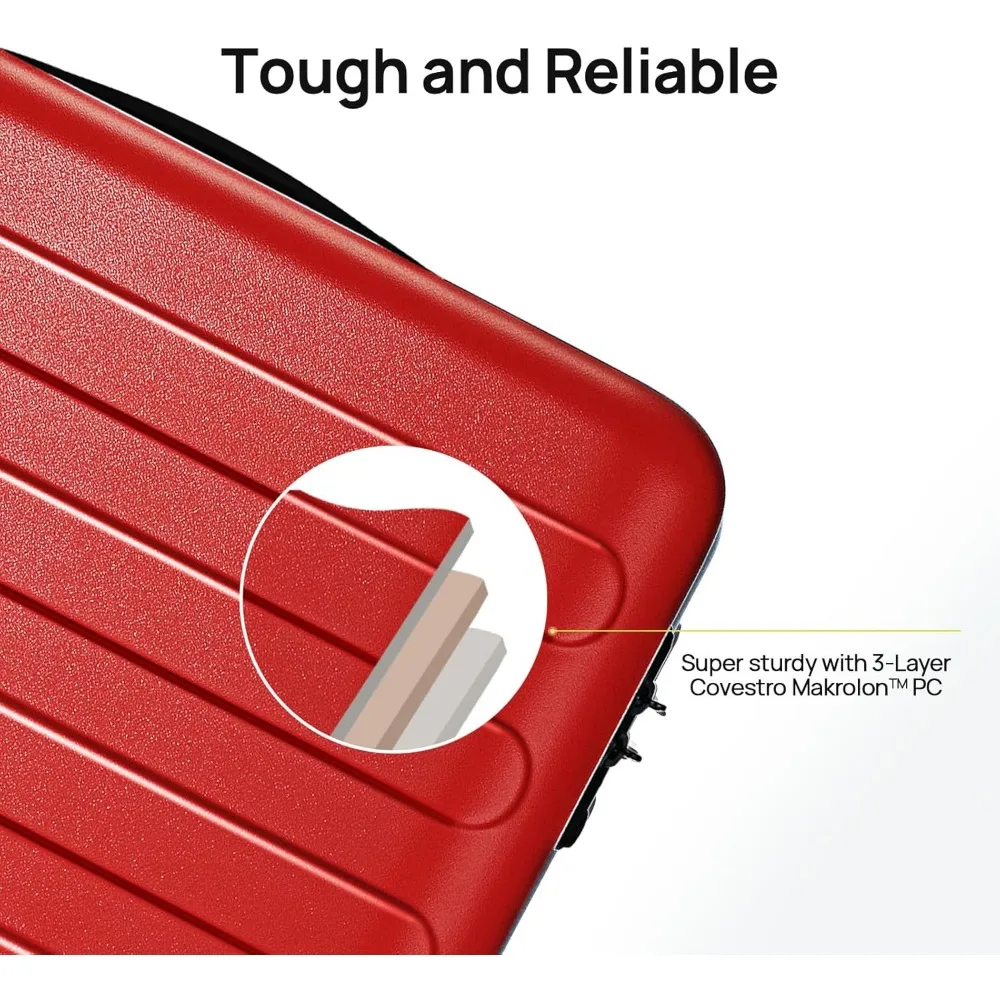 Lightweight 28 Inch Hard Shell PC Luggage with Smooth Spinner Wheels - Large Checked Suitcase for Travel