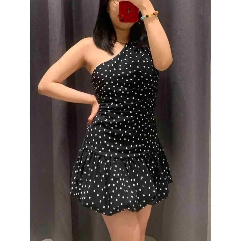 

Retro Polka Dot Print Backless Mini Dress for Women Sexy Summer Short Dress for Evening Party And Holiday Occasions