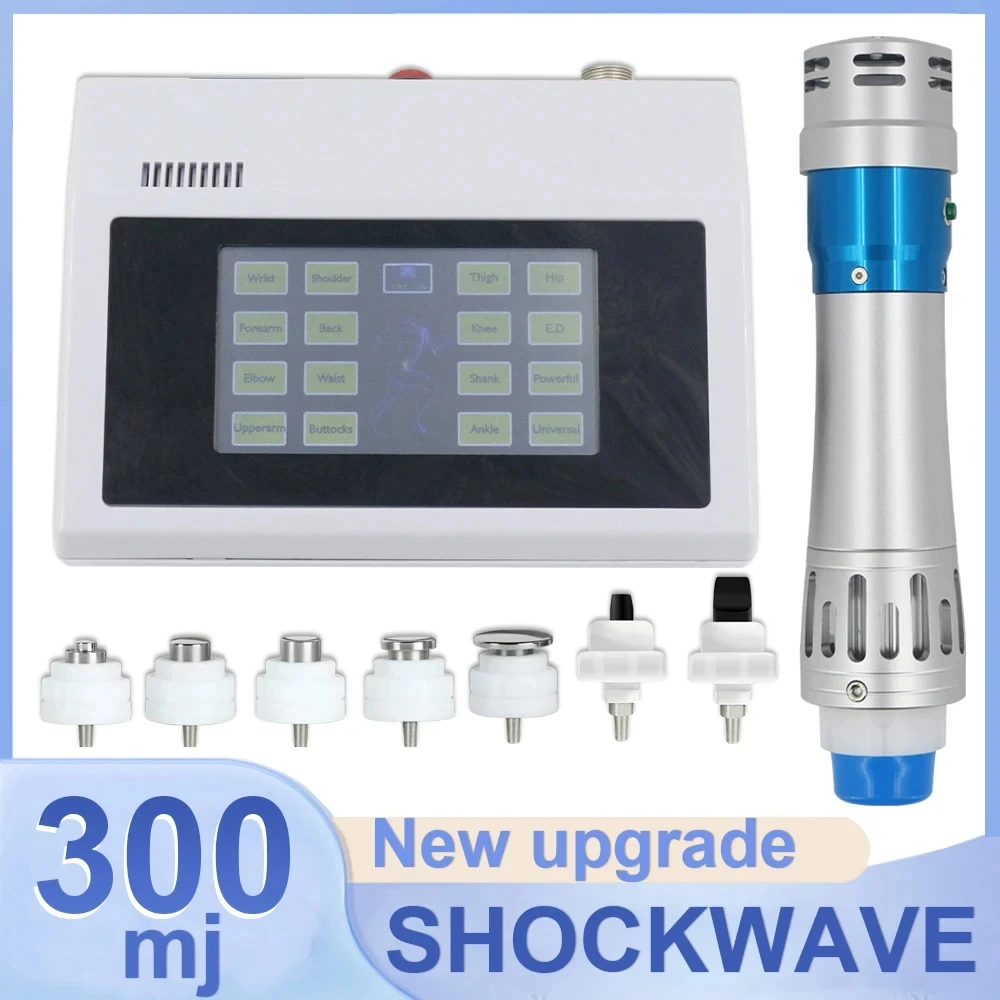 Effective 300mj Shockwave Therapy Machine With 7 Heads Body Massage ED Treatment Relax Physiotherapy Pain Relief