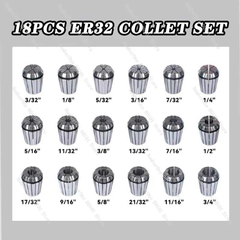 ER32-18PCS Chuck Set Imperial Fractional Collet Engraving Machine Chuck Collet