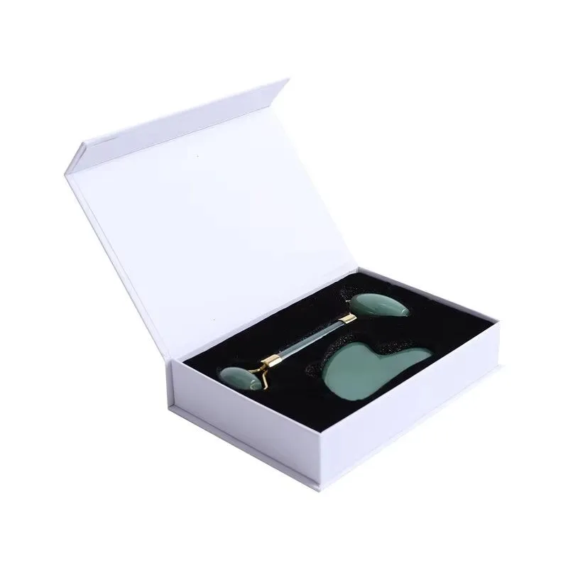 

Natural Facial Beauty Massage Tool Jade Roller Gua Sha Scraper Jade Massager For Face Neck Head Gouache Scraper With Box