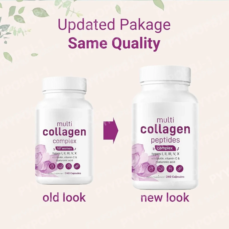 Multi Collagen Capsules with Biotin Vitamin C Hyaluronic Acid Hydrolyzed Collagen Peptides Beauty Nutrition Supplement for Women