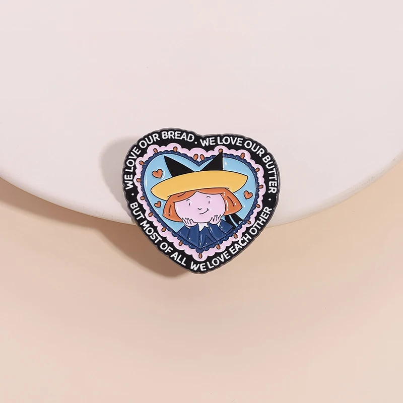 We Love Our Bread Butter But Most Of All We Love Each Other Enamel Pin Girl Heart Shaped Couple Brooch Lapel Badge Jewelry Gift