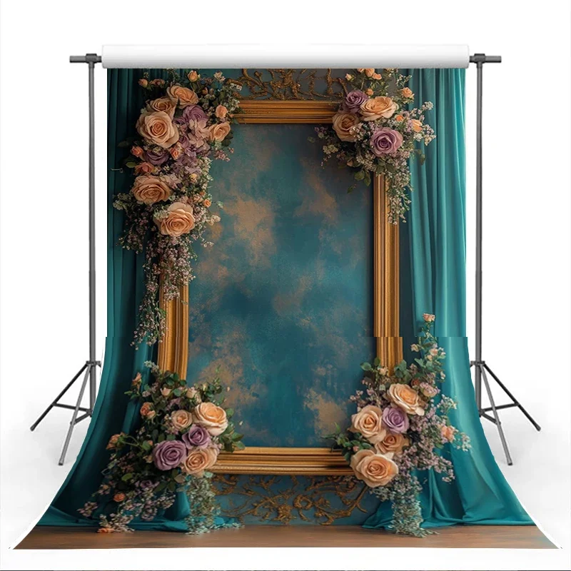 Mocsicka Baby Show фон для фотосъемки классический золотой образец цветочный синий фон для девочек на день рождения для беременных фотостудия