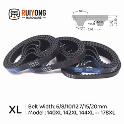 XL High Torque Rubber Timing Belt Width 6/8/10/12.7/15/20mm Model Number 140XL 142XL 144XL 146XL 48XL 150XL 152XL 154XL -- 178XL
