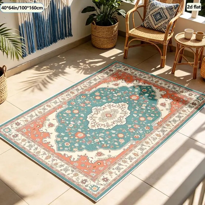 1 Piece of Woven Oriental Traditional Floral Pattern Carpet, Soft and Comfortable, Suitable for Autumn and Winter, Easy to Maintain, Perfect for Living Room, Bedroom, Dining Area, Home Decor, Room Decoration.