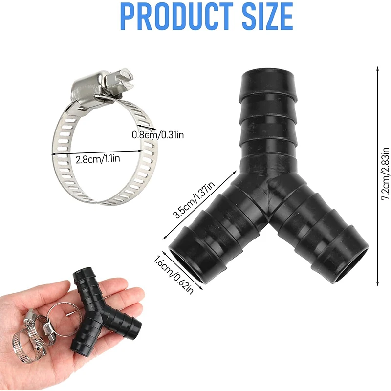 2PCS Washing Machine Drain Hose Y-Type Reducer Plastic Connector For Split Pipe Connection Three-Way Adapter