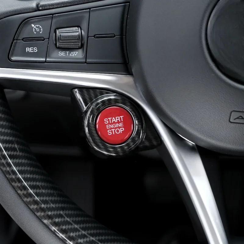 

For Alfa Romeo Giulia Stelvio 2017-2021 ABS Carbon Fiber Car Steering Wheel Cover Trim Stickers Interior Car Accessories