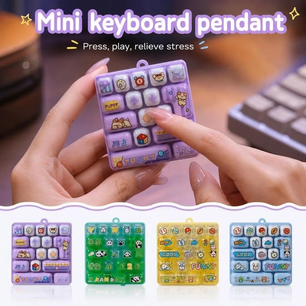17-Key Decompression Button Transparent Dual-Tone Cute Design Mini Keyboard Pendant Simulation Keyboard Keyboard Keychain