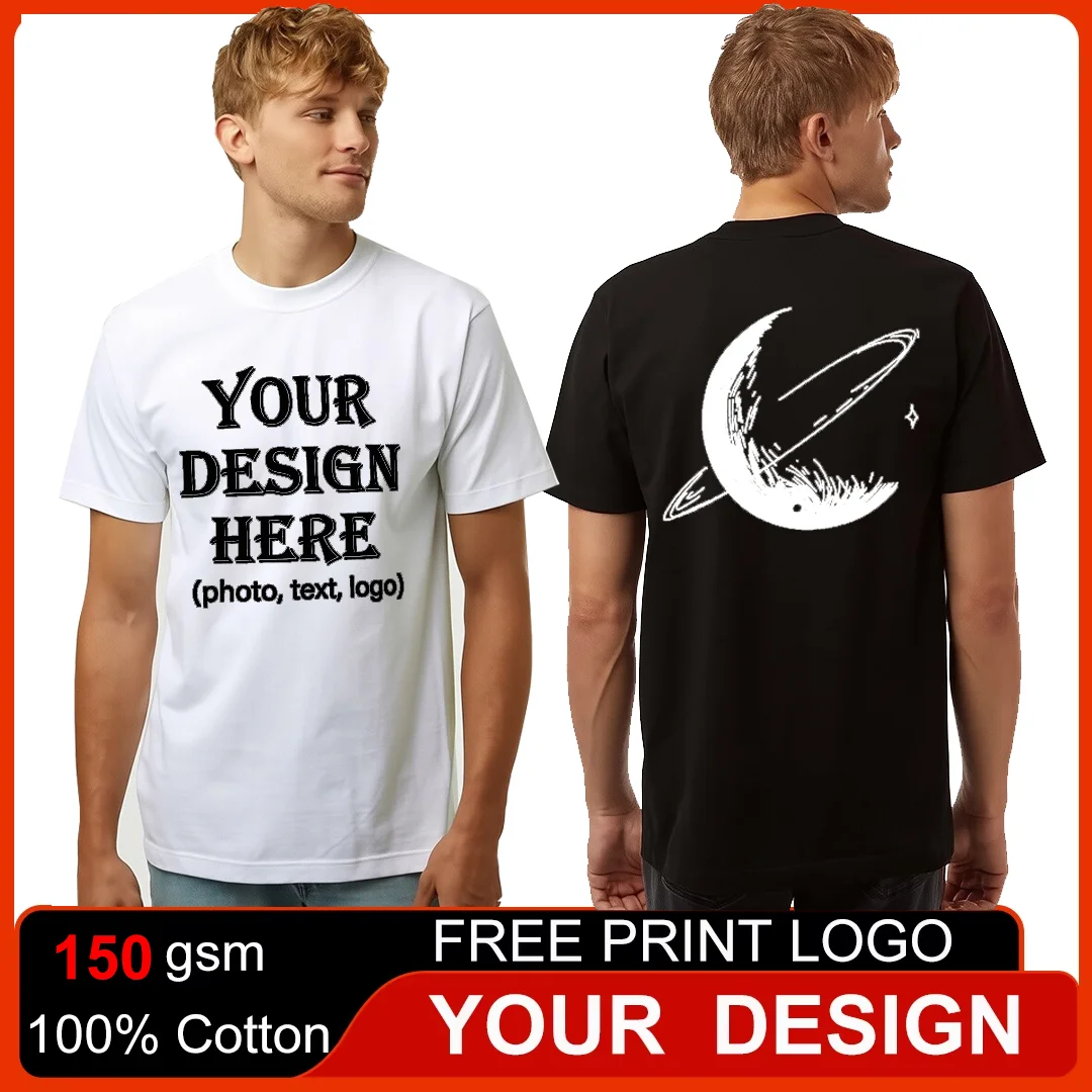 Plus Size XS-5XL 100% Cotton Short Sleeve Leisure T-shirt Tops Tee Customized Print Your Own Design Printed Unisex Tshirt Men