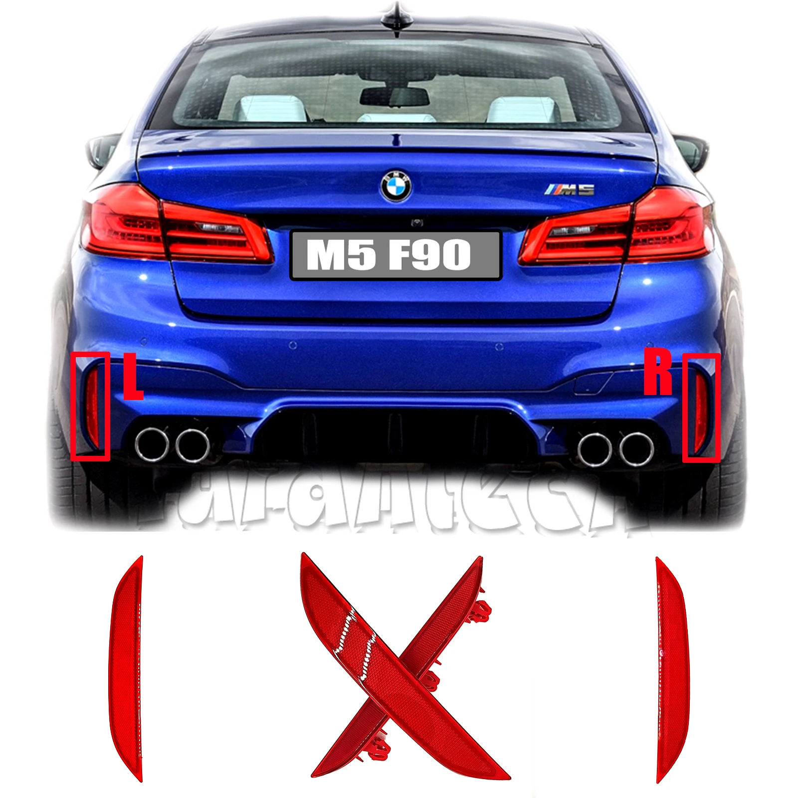 Rear Reflector for 18-22 BMW M series Fit F90 M5 CS xDrive sDrive bumper N/S Left Right