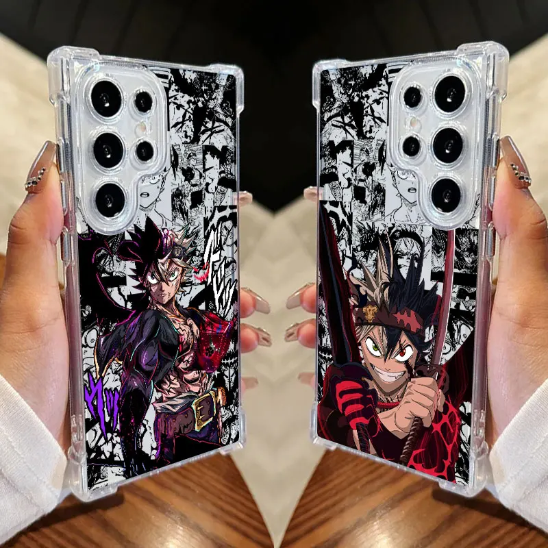 Anime Blacks Clovers Clear Phone Case For Samsung Galaxy S26 S25 S24 Ultra S23 S22 Plus S21 S20 FE 5G Shockproof Silicone Cover