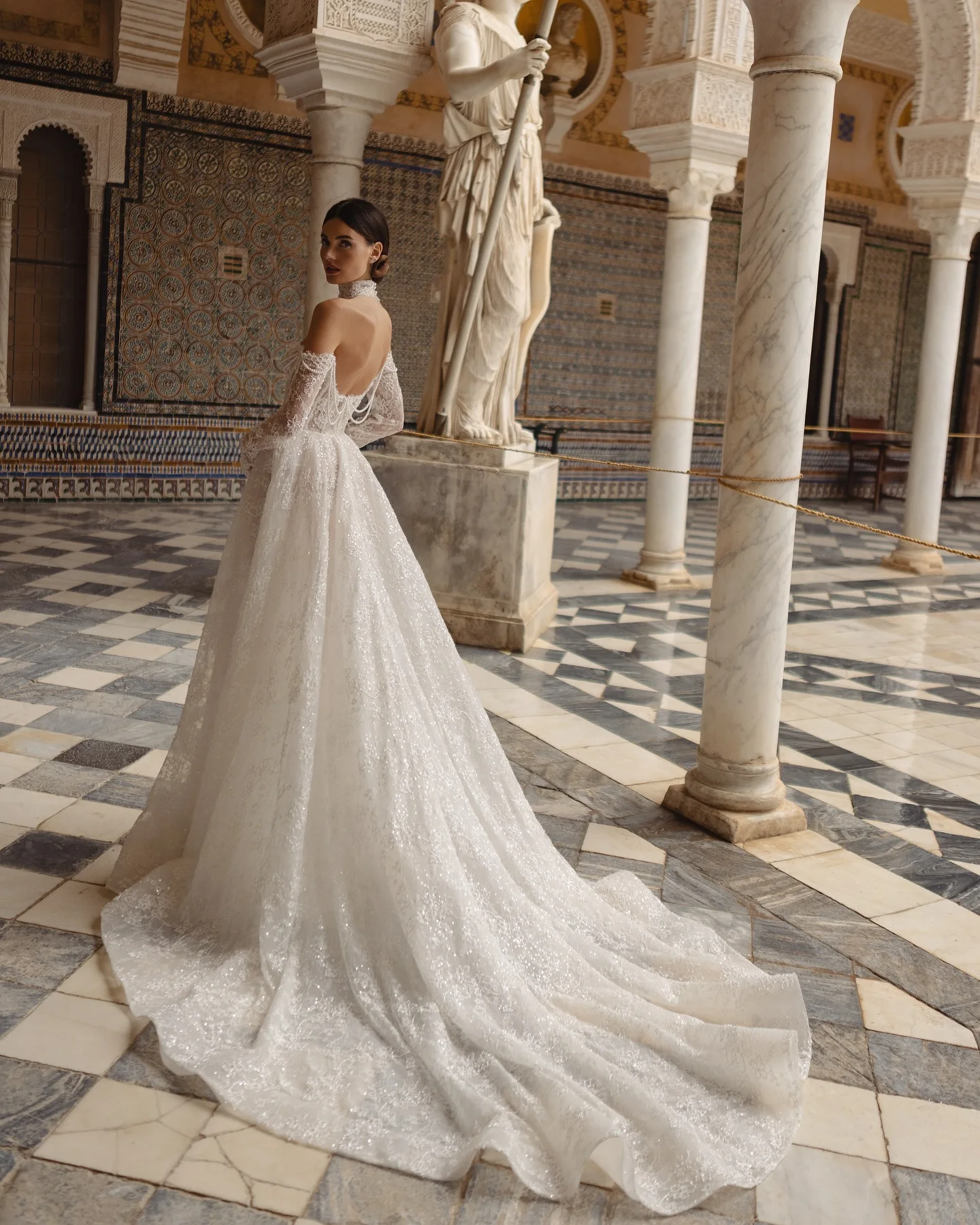 

A line Wedding Dress Lace Vestidos De Novia Manga Larga Pearl Elegantes Vintage Bespoke Boda Civil Hochzeitskleid Damen Simple