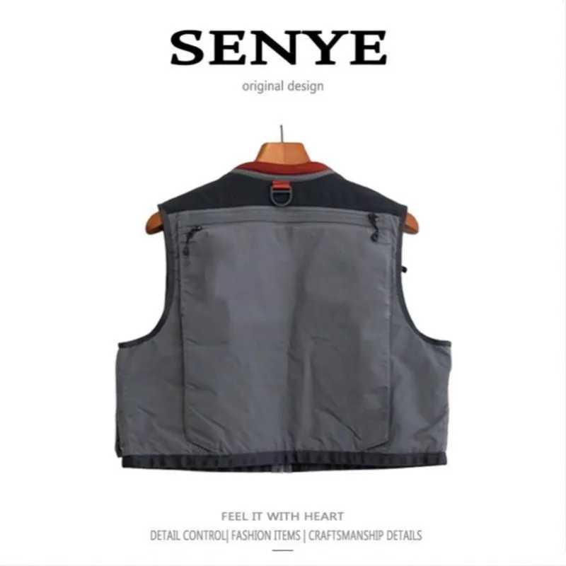 Outdoor fishing fly-shaped vests for men and women, Japanese-style multi-functional vests, mesh breathable workwear jackets