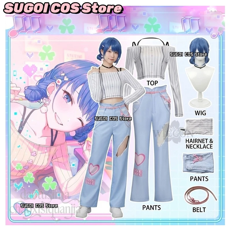

Anime Game Project Sekai New Event Chase My IDEAL IDOL！cosplay Kiritani Haruka Fashion Idol Uniform Sexy Top Pants Wigs Roleplay