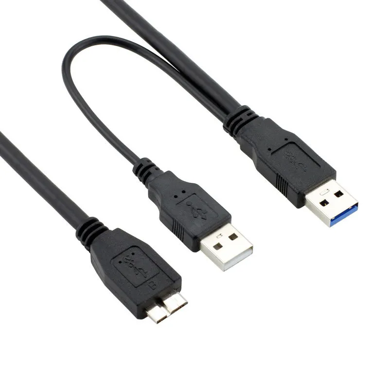 USB 3.0 Male To Micro USB 3 Y Cable with Extra usb Power USB3.0 Male To Micro USB3.0 B Male Adapter Cable For HDD Hard Drive New