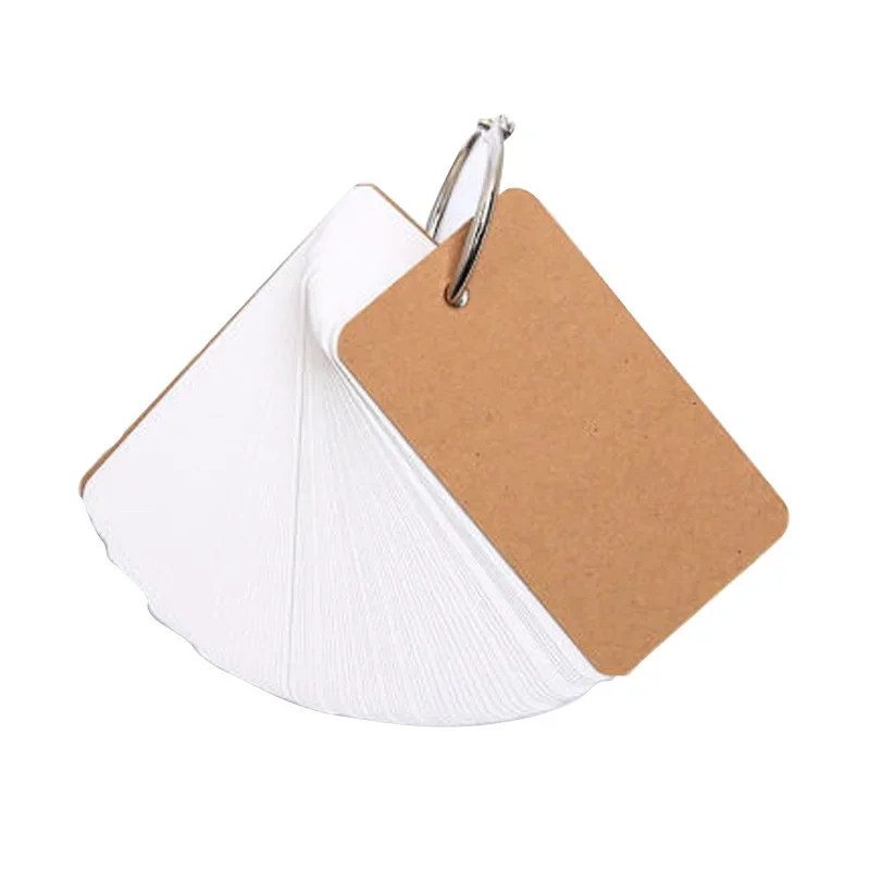 100 Sheets/pc Portable Mini Sticky Note Metal Single Ring Loose Leaf Notebook Memorize Words Blank Card Organizer Notepad Memo